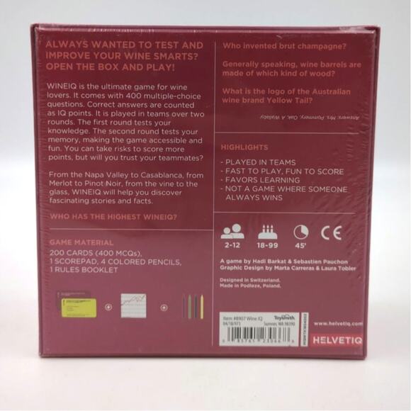 Wine IQ Party Game SEALED UNOPENED Drink Questions Trivia Holiday Party FUN! - Picture 2 of 4